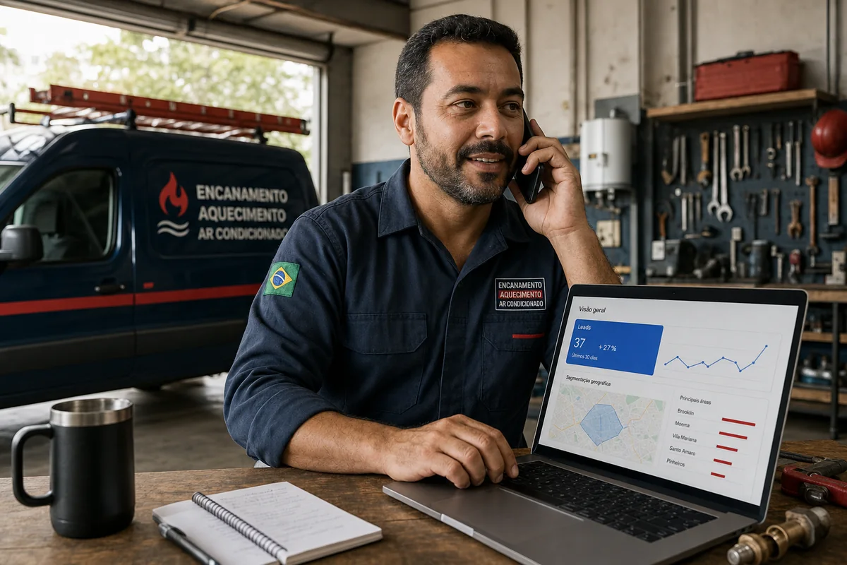 Empresário atendendo um cliente gerado por uma campanha local focada