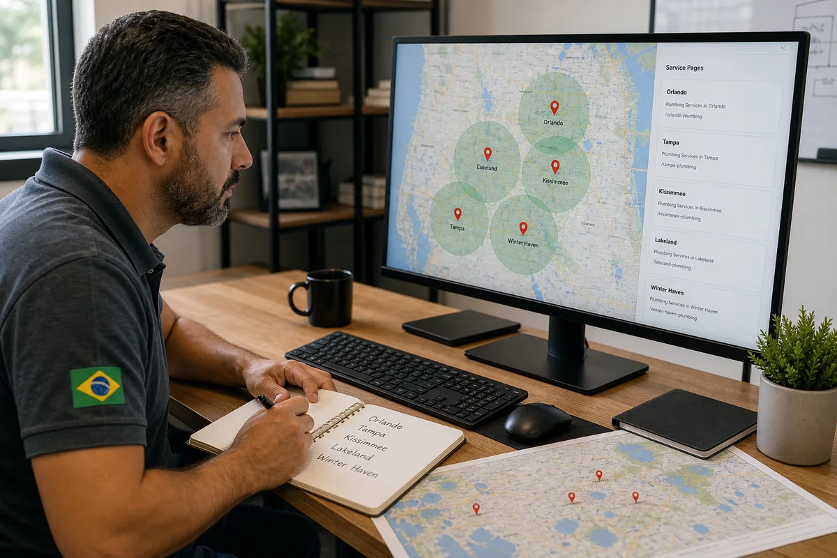 Planejamento de SEO local por serviços, cidades e regiões atendidas