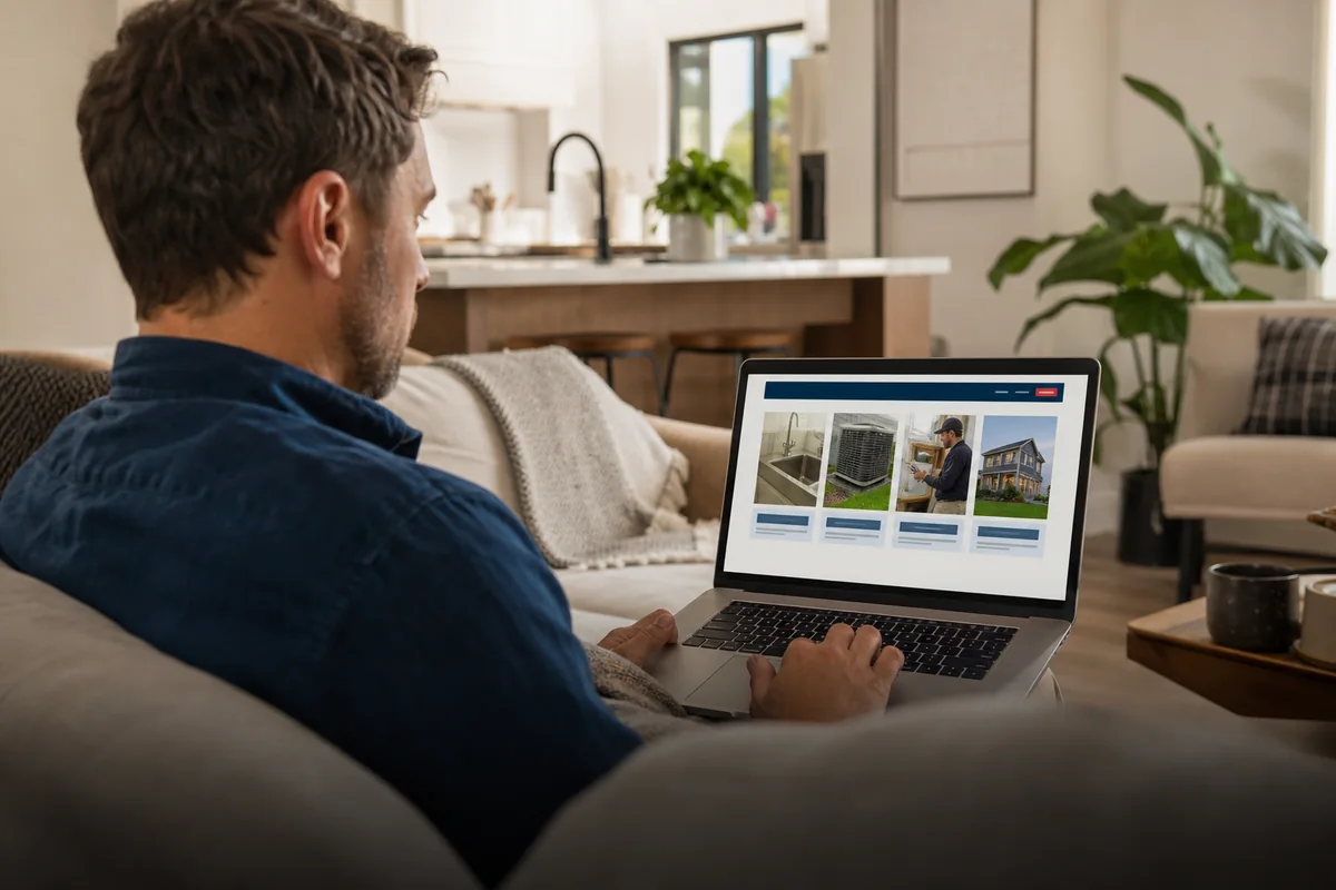 Site local profissional exibido em notebook
